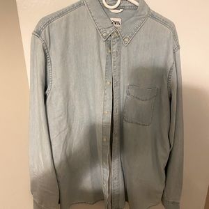 Zara Mens Lightwash Denim Shirt
